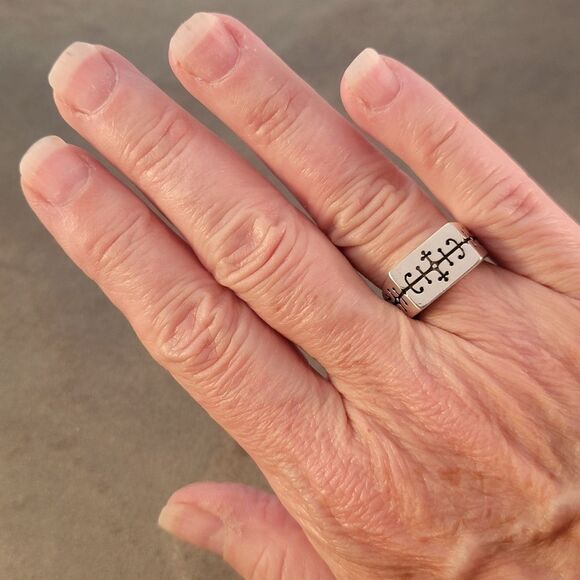 Konstantino Sterling Symbol Pattern Signet Ring - Picture 8 of 10